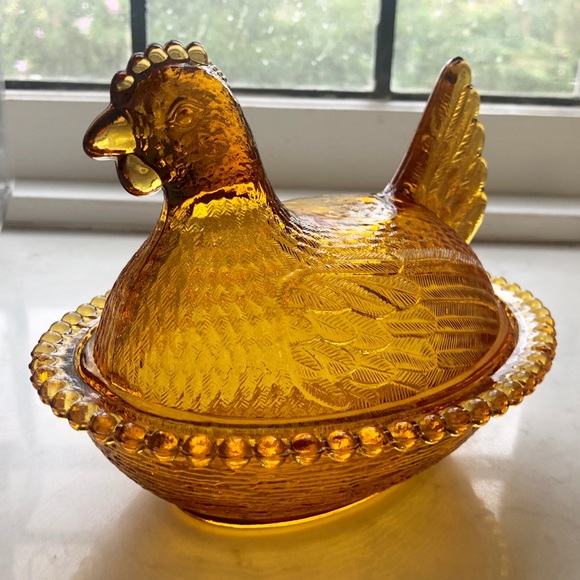 Vintage Other - {Vintage} Amber Hen Candy Dish